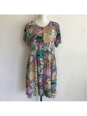 Hilo Hattie Women Midi Dress Size M Multi-color Floral Print Size L